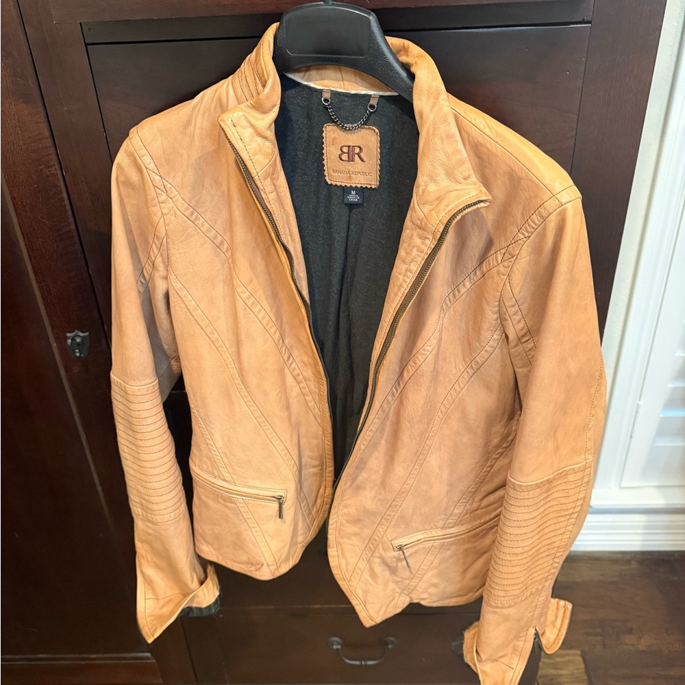 Banana Republic Camel Leather Jacket women’s M